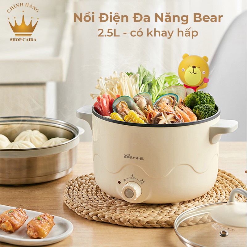 Nồi điện đa năng [HÀNG MỚI] bếp điện đa năng Bear chính hãng , dung tích 2.5L, công suất lớn 400w - 800w