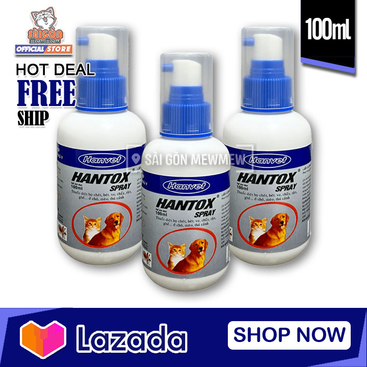 Xịt diệt bọ chét, ve, rận ở thú cưng HANTOX SPRAY 100ml