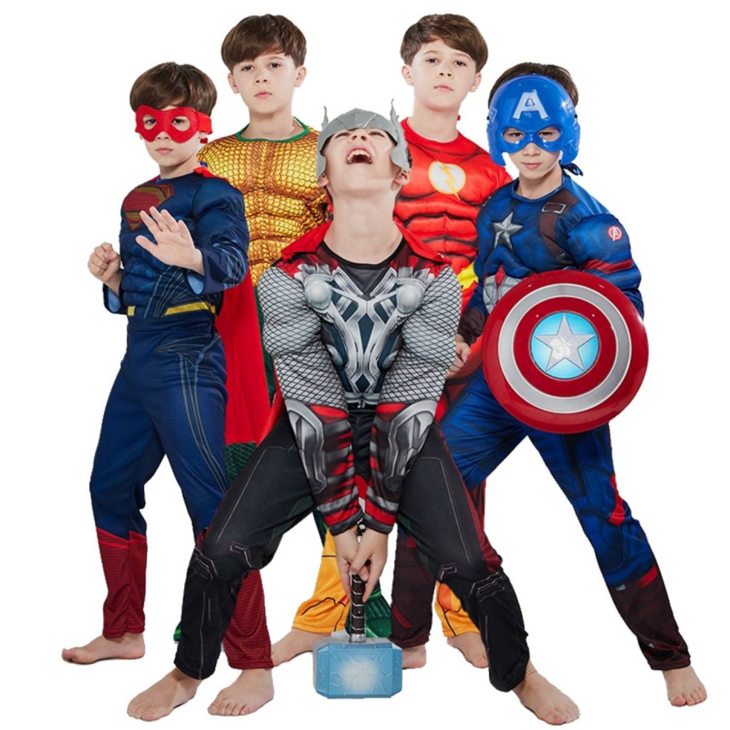 Trang phục hóa trang thần sấm thor, bộ đồ thần sấm thor kèm mặt nạ siêu anh hùng cho trẻ em