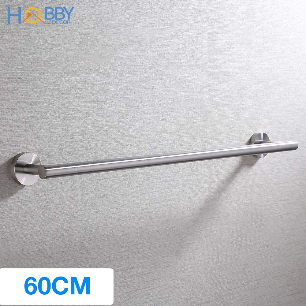 Thanh treo đồ quần áo inox 304 ngang 60cm mẫu khoan Hobby home decor GT60