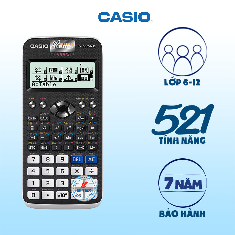 Máy tính chính hãng casio fx-580vn x cao cấp - máy tính cho học sinh cấp 2, cấp 3, sinh viên đại học, phản hồi kết quả nhanh, chính xác - máy tính casio hàng thái lan chính hãng bảo hành toàn quốc