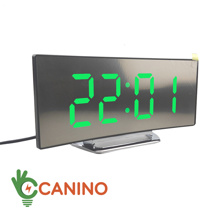 Đồng hồ led lcd miror clock dt6507 mặt gương cong