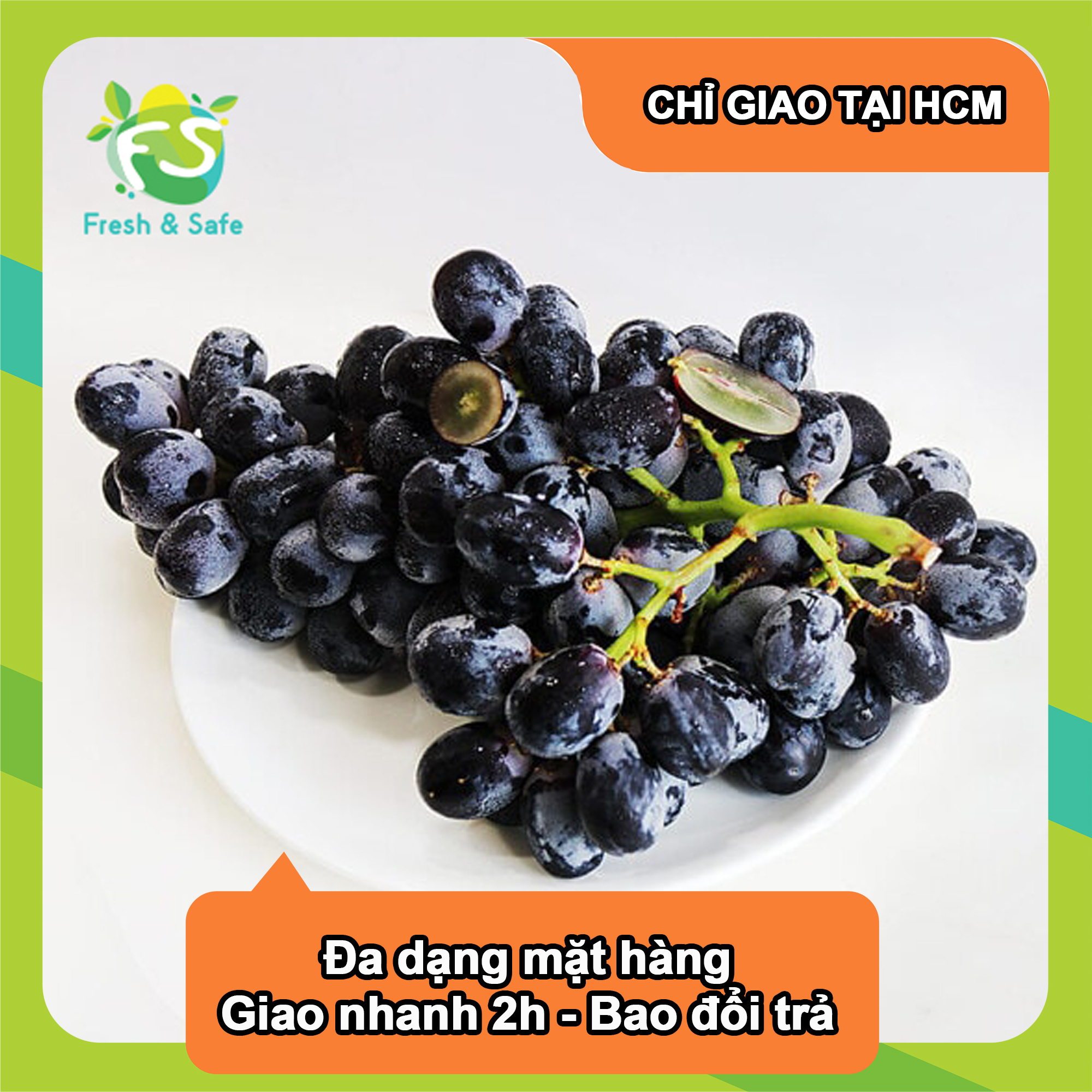 [Chỉ Giao HCM] Nho Đen Không Hạt Nhập Khẩu - 500g