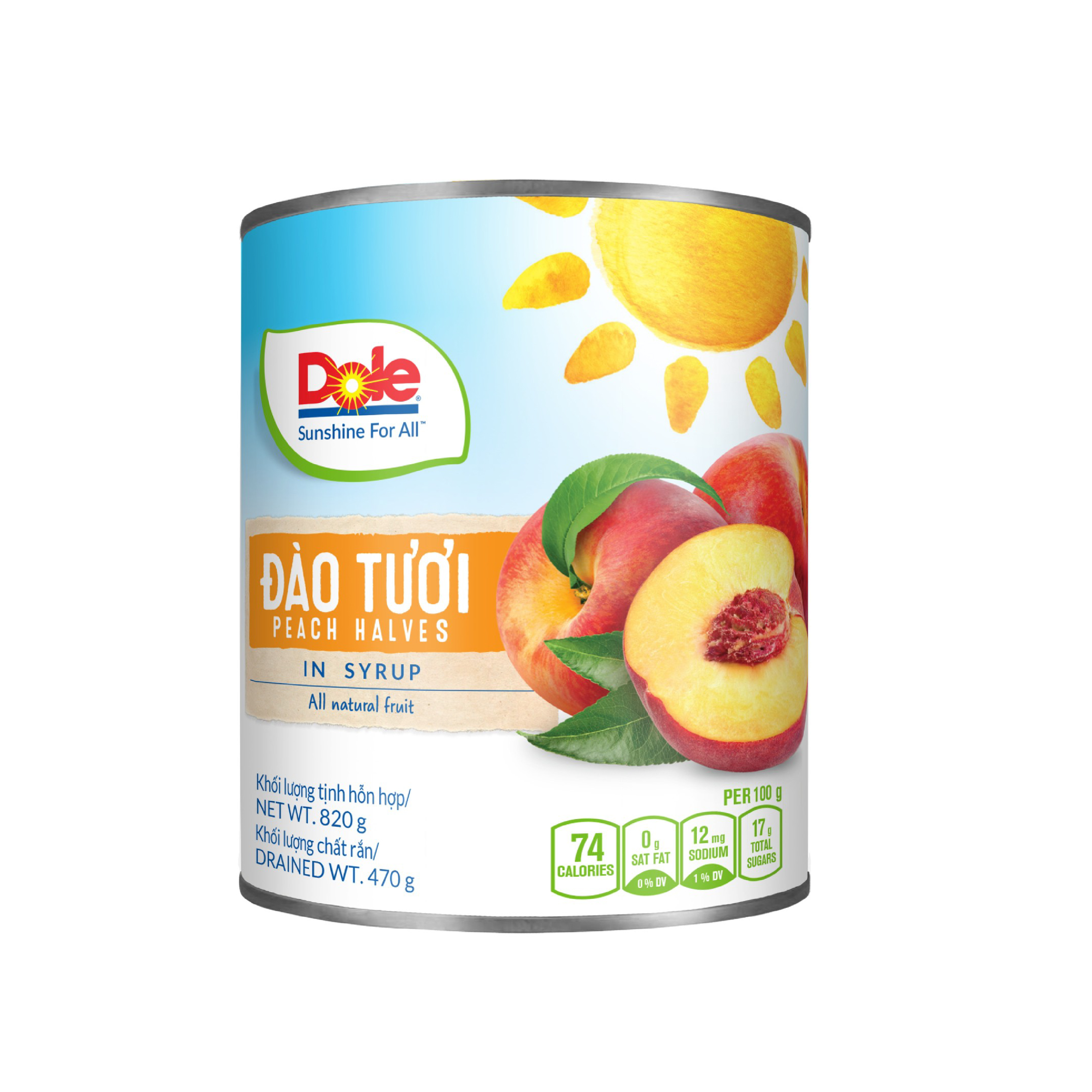 Đào tươi đóng hộp thương hiệu Dole 820g