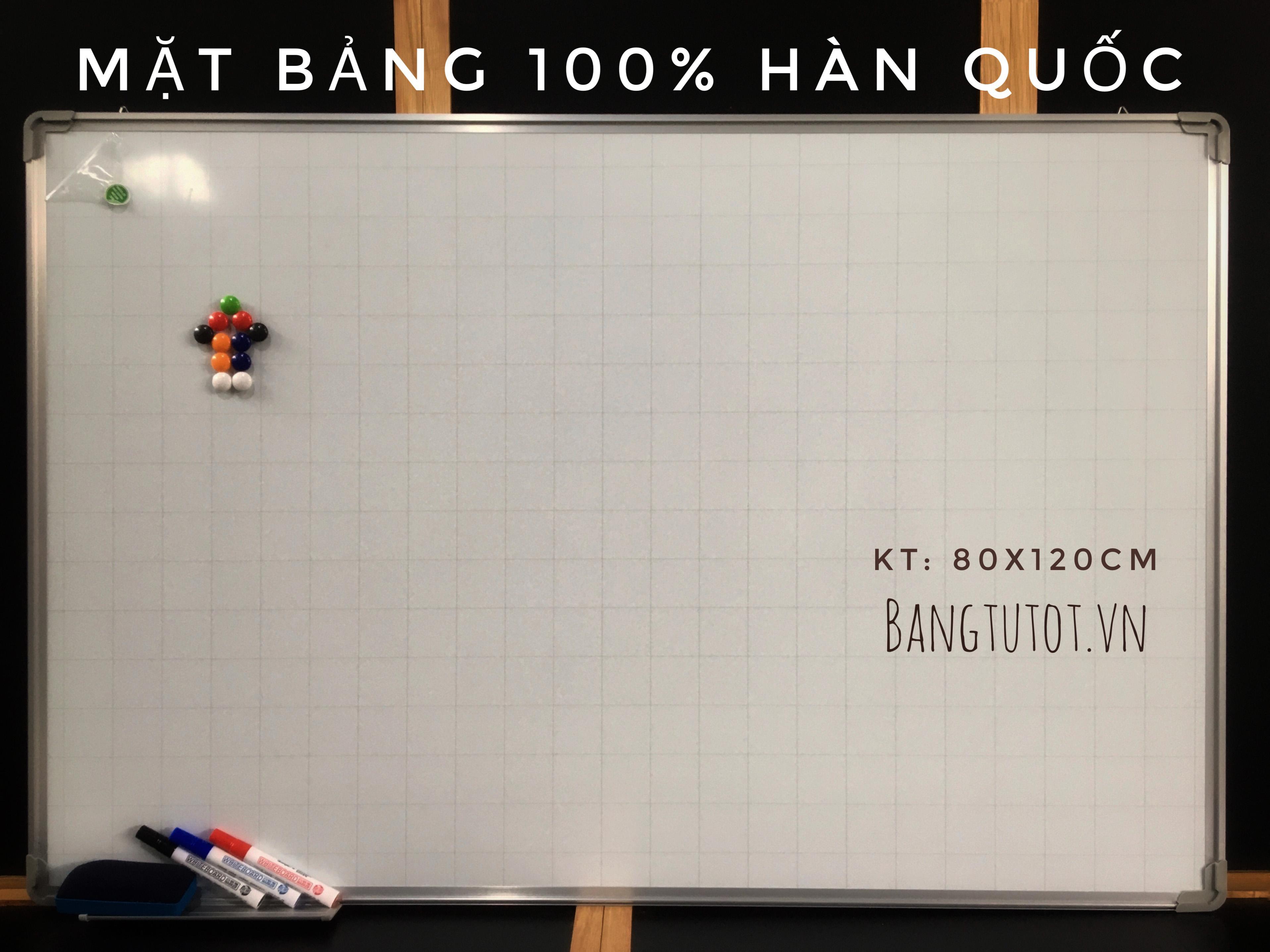 Bảng từ trắng Hàn Quốc 80x120 (tặng kèm bút dạ bảng, bông lau bảng và nam châm)
