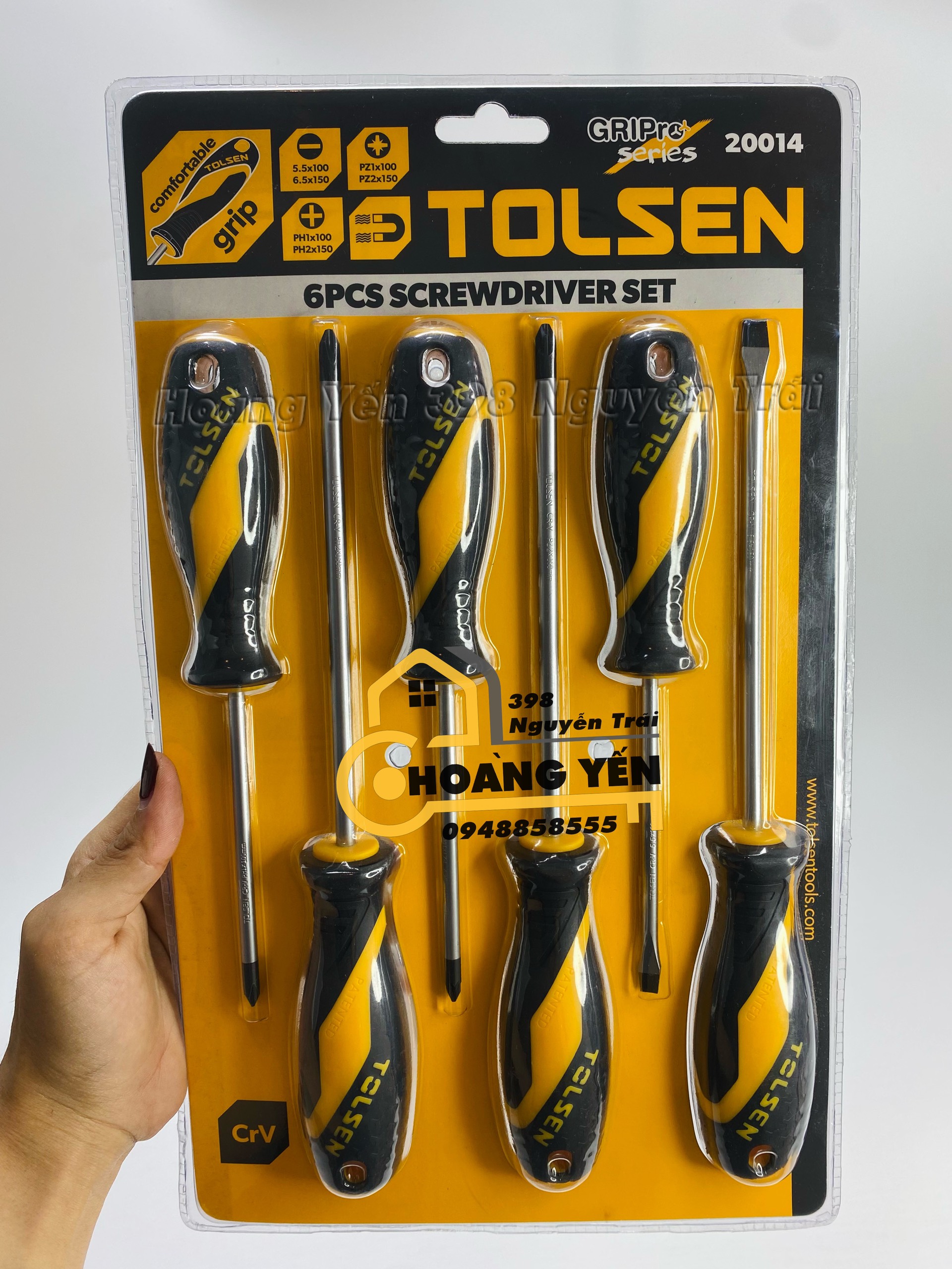 Bộ tô vít cán chống trơn 6 cây tolsen 20014, bộ tua vít 6 chiếc