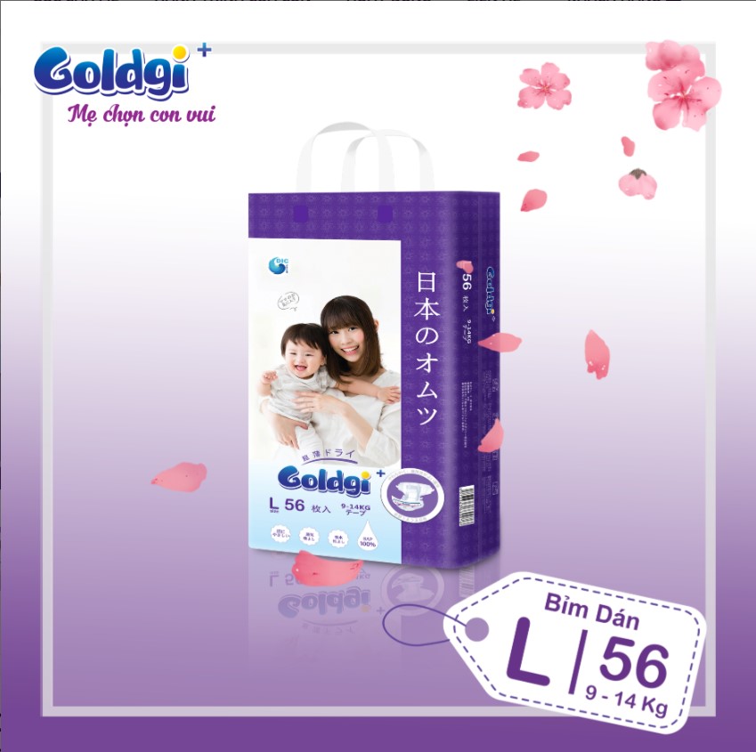 Bỉm Dán GOLDGI Size L  56 Miếng  cao cấp