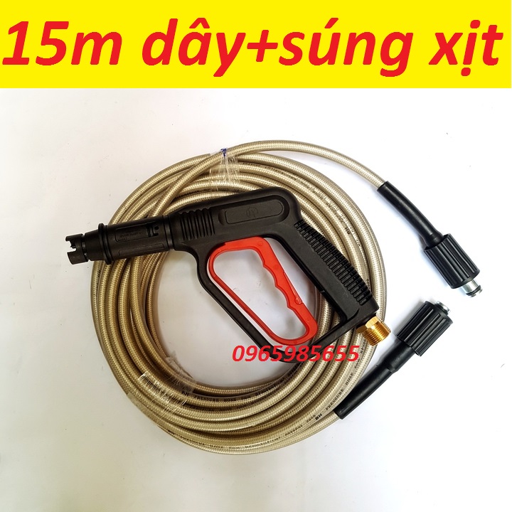 15m ống dây rửa xe và vòi rửa xe áp lực cao ren 22mm (chọn bộ như hình ảnh)- vòi xịt dây rửa xe áp lực cao loại 15m ren 22mm