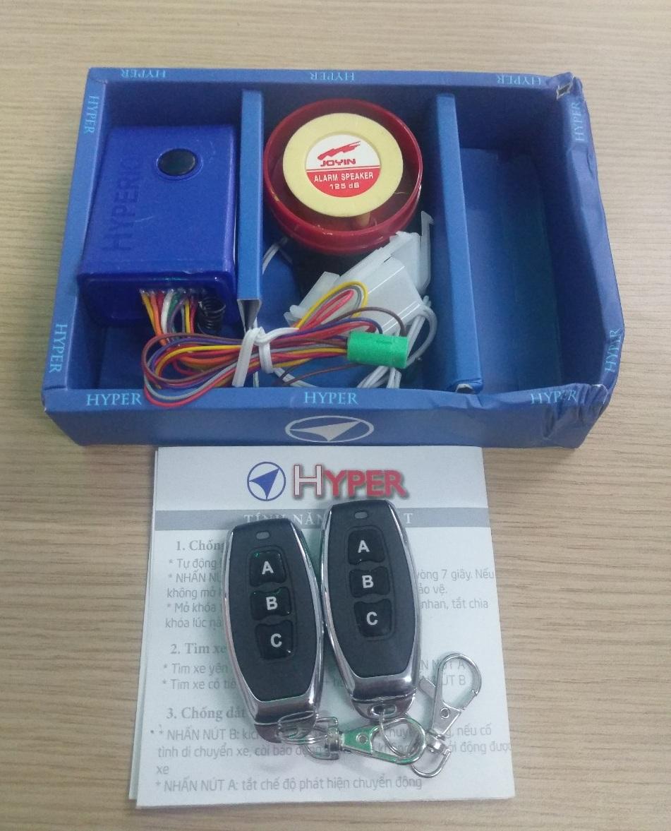 Khóa chống trộm, chống cướp xe máy cao cấp HYPER remote 3 nút 2019