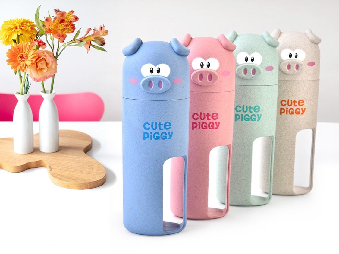 Hộp đựng bàn chải hình heo lúa mạch Cute Piggy - 8356