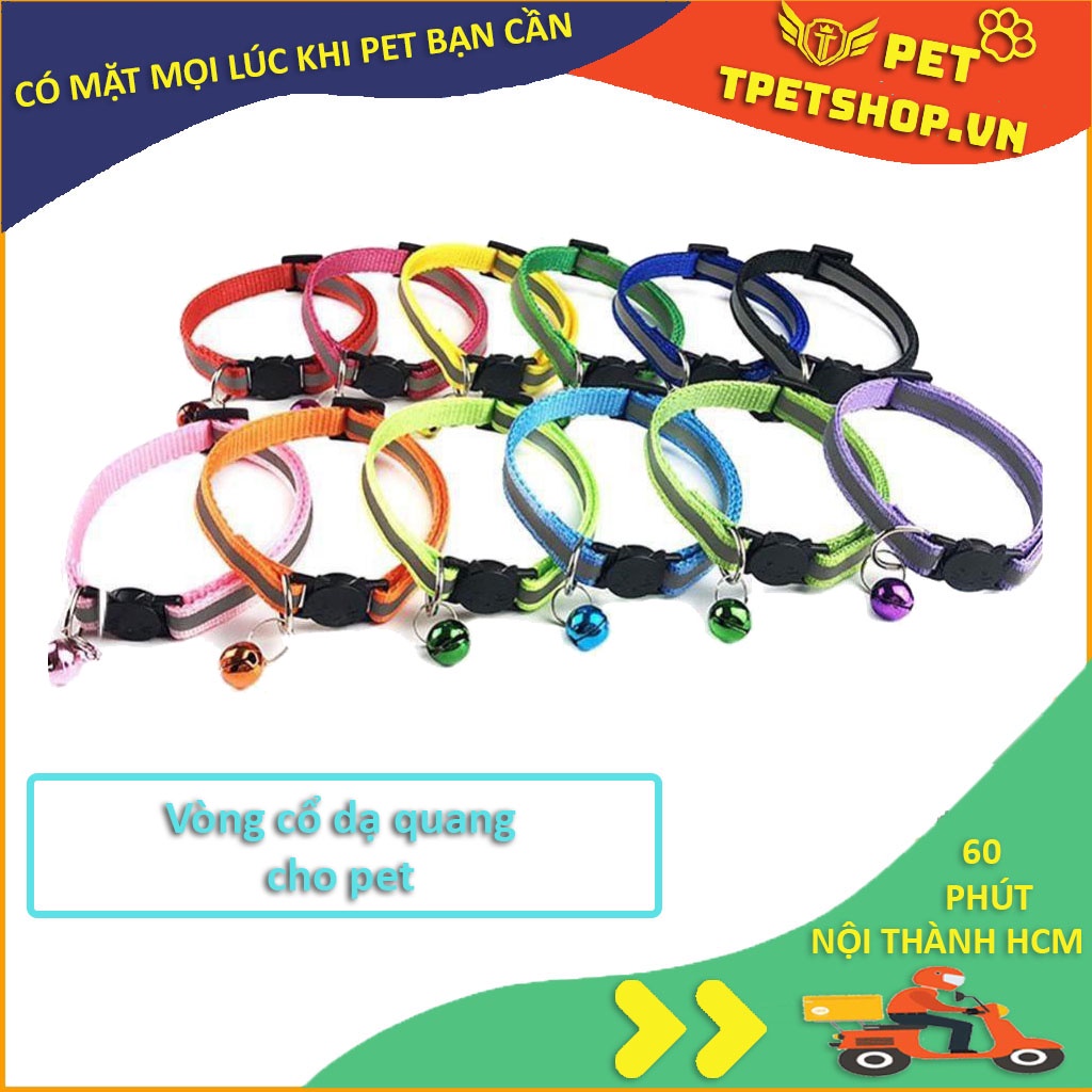 Vòng đeo cổ cho mèo phản quang kèm chuông- Vòng cổ dạ quang có chuông nhiều màu cho pet