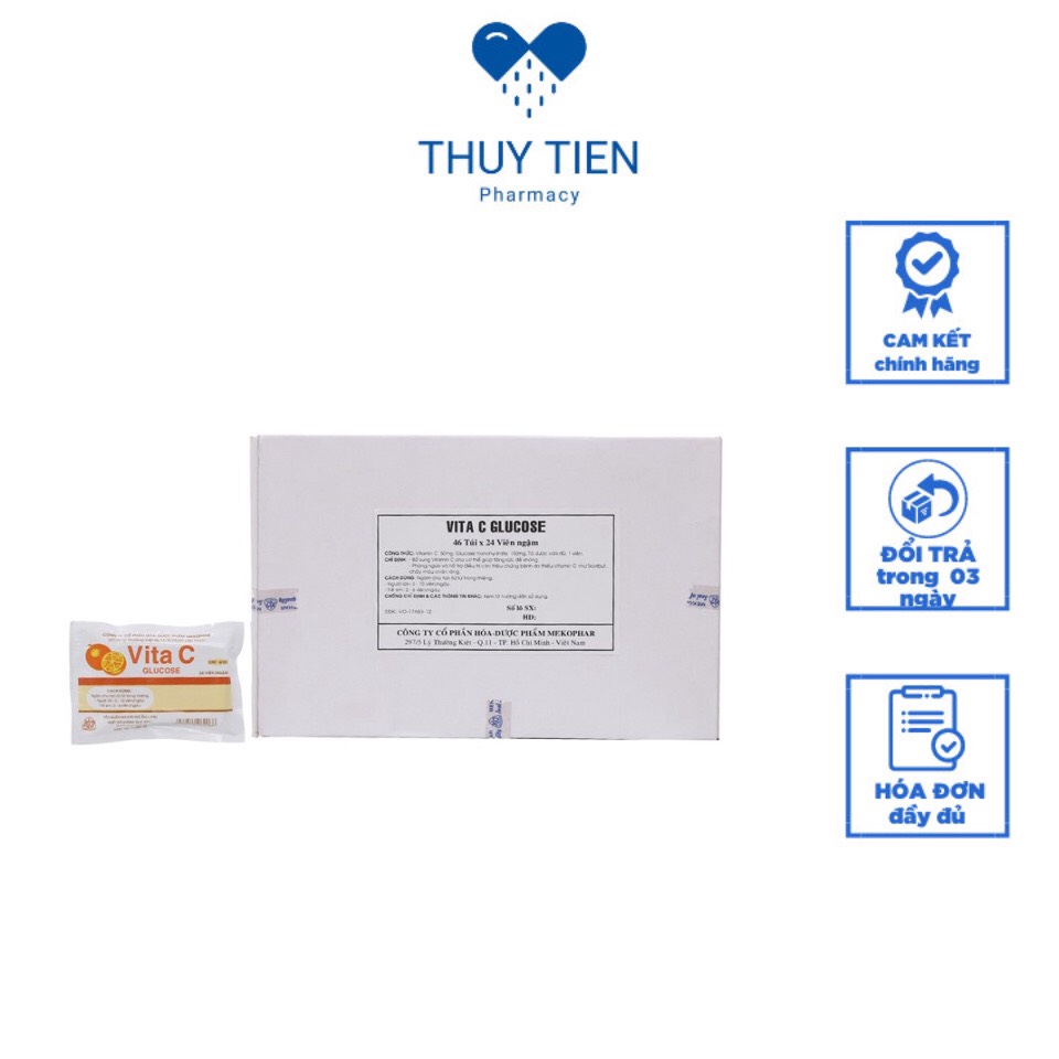 Kẹo ngậm Vita C glucose túi 24 viên ngậm combo 2 gói