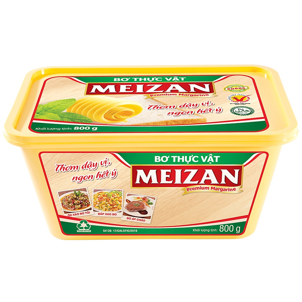 Bơ thực vật Meizan hộp 800g - tiện lợi, tiết kiệm phù hợp làm bắp rang bơ