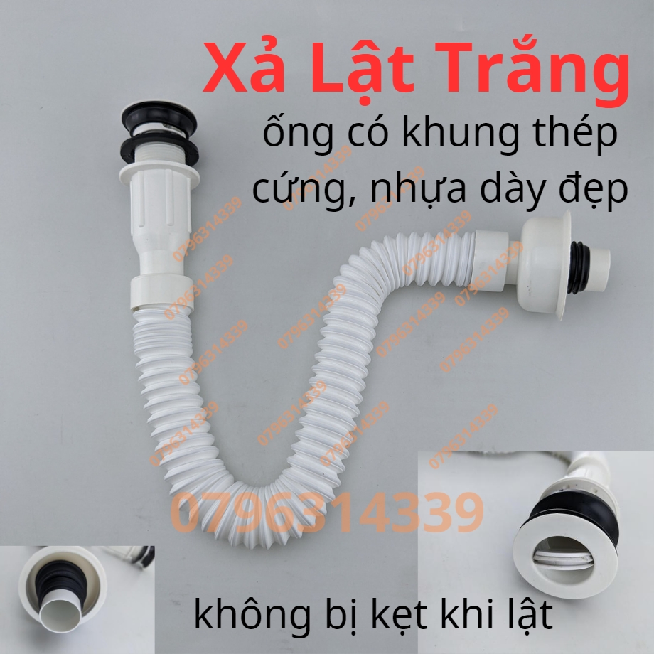 Xả lavabo rửa mặt, xi phong chậu rửa mặt, xả lật trắng siêu bền, xả lavabo. xả chậu rửa mặt