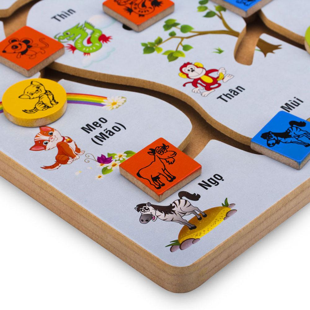 Đồ chơi tìm hình 12 con giáp - wooden toy for kid