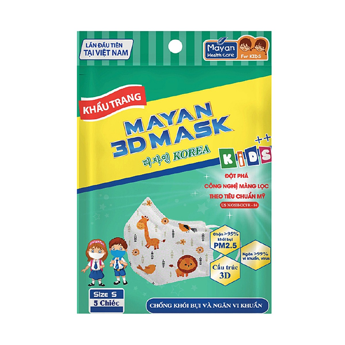 HCMKhẩu Trang Mayan 3D Mask Kids Pm2.5 Gói 5 Cái