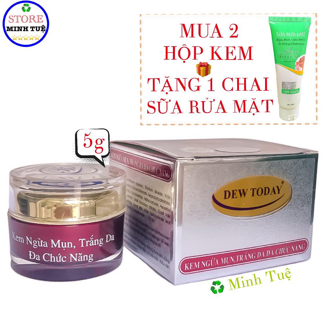 Kem ngừa mụn Dew Today giảm thâm trắng da giữ ẩm se khít lỗ chân lông - Kem Dew Today - Mua 2 tặng 1.