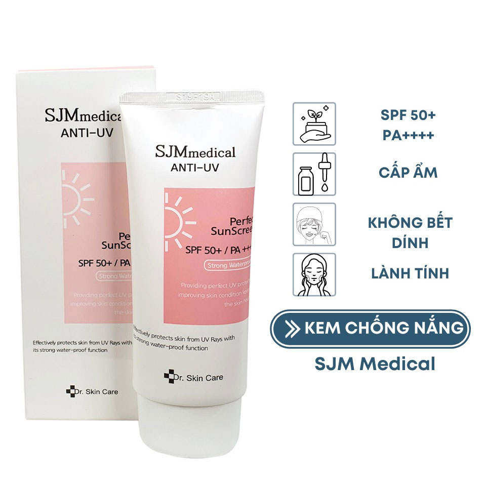 Kem chống nắng SJM Medical Anti UV Perfect SunScreen SPF50+/PA++++ Dr. Skin Care 60g Hàn Quốc nâng tone da trắng sáng