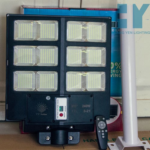 Đèn năng lượng mặt trời solar light Đèn đường năng lượng mặt trời 240w có giá đỡ bảo hành 24 tháng