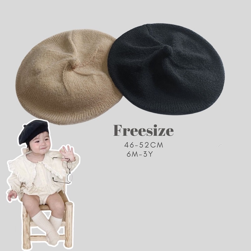 Mũ nồi len basic Style hàn quốc đáng yêu cho bé Màu trơn và kiểu dáng đơn giản