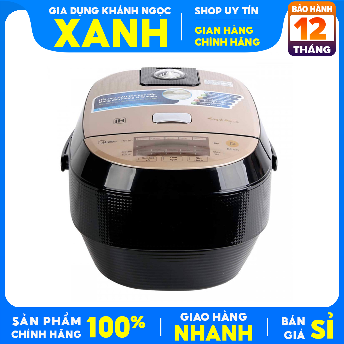 Nồi cơm điện cao tần Midea 1.5 lít MB-HS4007 Mới 100% Số người ăn 3 - 5 người Công suất 1250W Lòng nồi dày 2 mm Hợp kim nhôm phủ chống dính Điều khiển:Cảm ứng - Điện Gia Dụng Hưng Thịnh