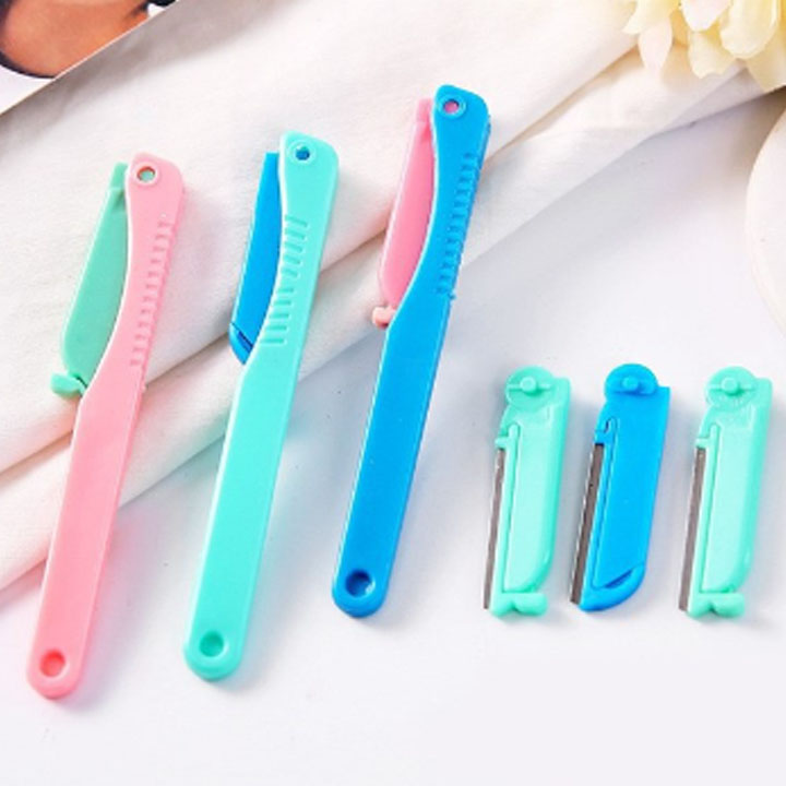 Bộ dao cạo lông mày đa năng bằng thép không gỉ gấp gọn được tiện lợi , dao cạo lông mày, tỉa lông mày cạo râu, cạo lông mặt sạch
