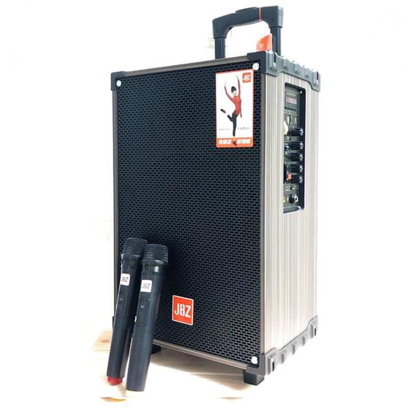 Loa kéo karaoke bluetooth JBZ 109 thùng gỗ bass 3 tấc tặng kèm 2 mic không dây