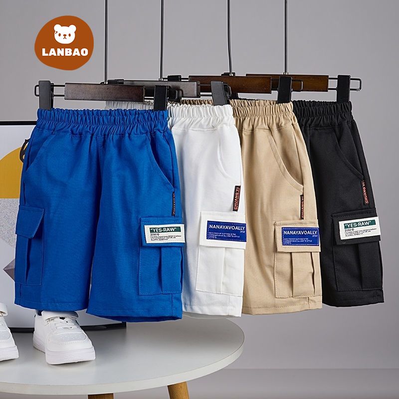 LANBAO quần short bé trai size đại Quần soóc bé trai Quần cotton Quần âu trẻ em quần short bé trai 40kg