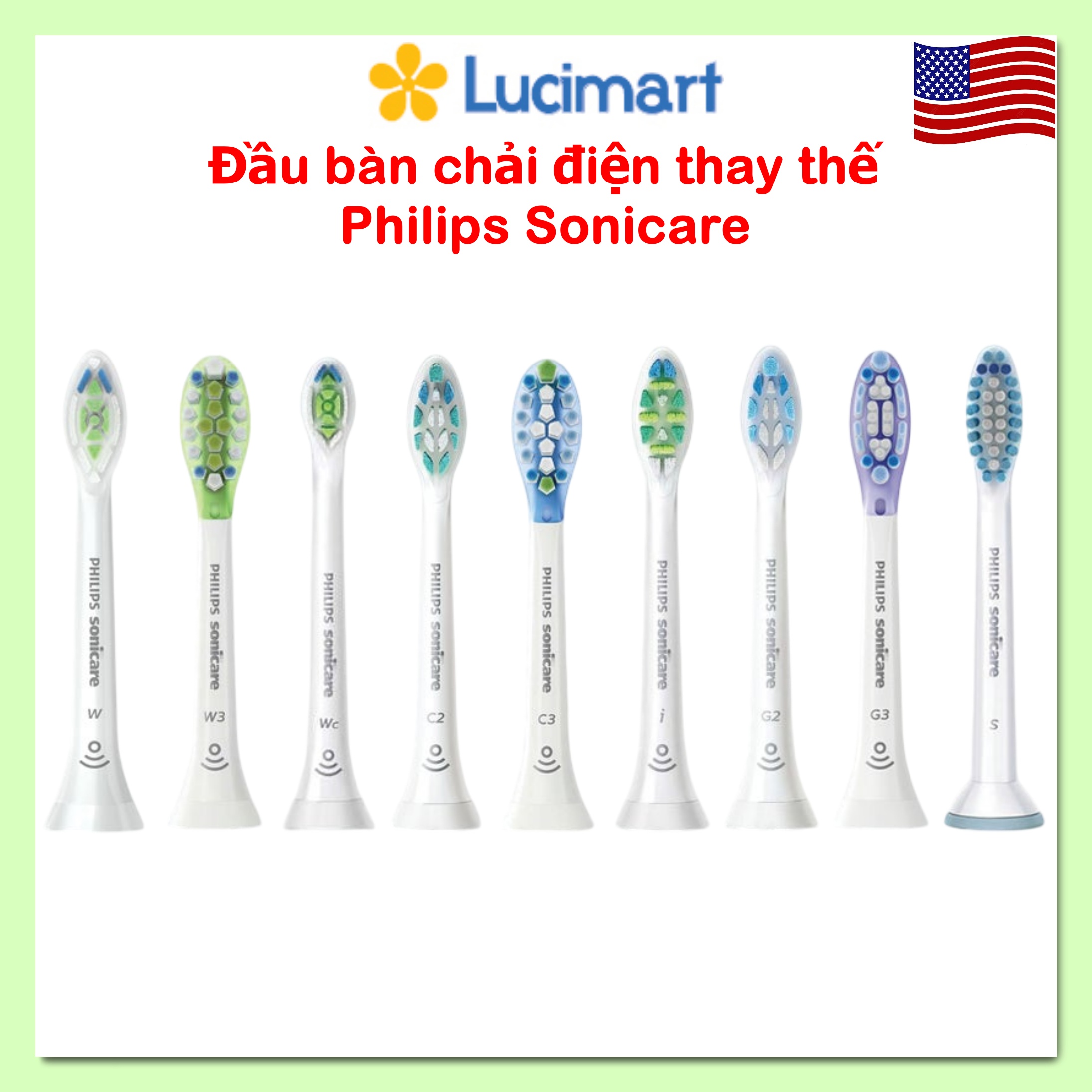 Đầu bàn chải điện Philips Sonicare C1 C2 G2 W C3 G3 W3 [Hàng Mỹ]