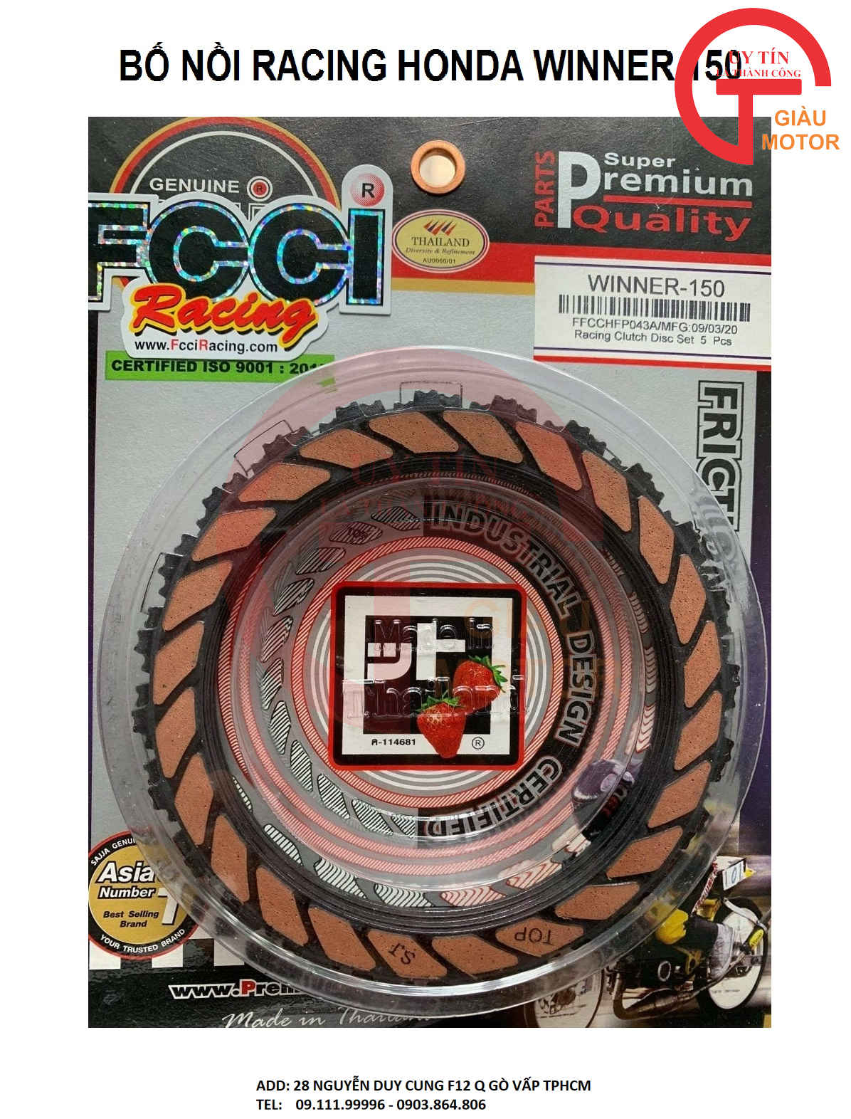 BỐ NỒI RACING HONDA WINNER 150 HÃNG FCCI THÁI LAN