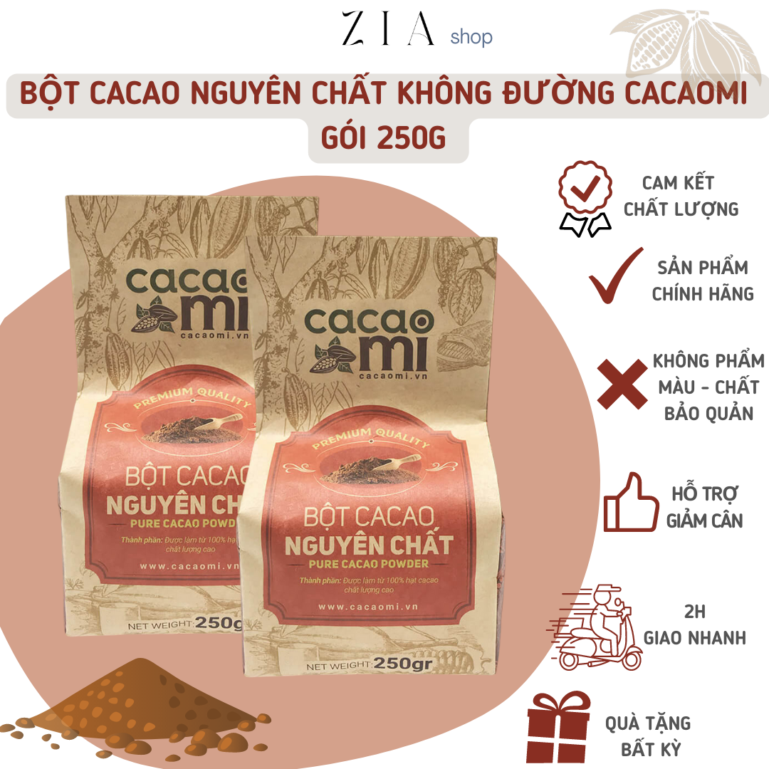 PURE CACAO POWDER CACAOMI 250GR Ziafood.com