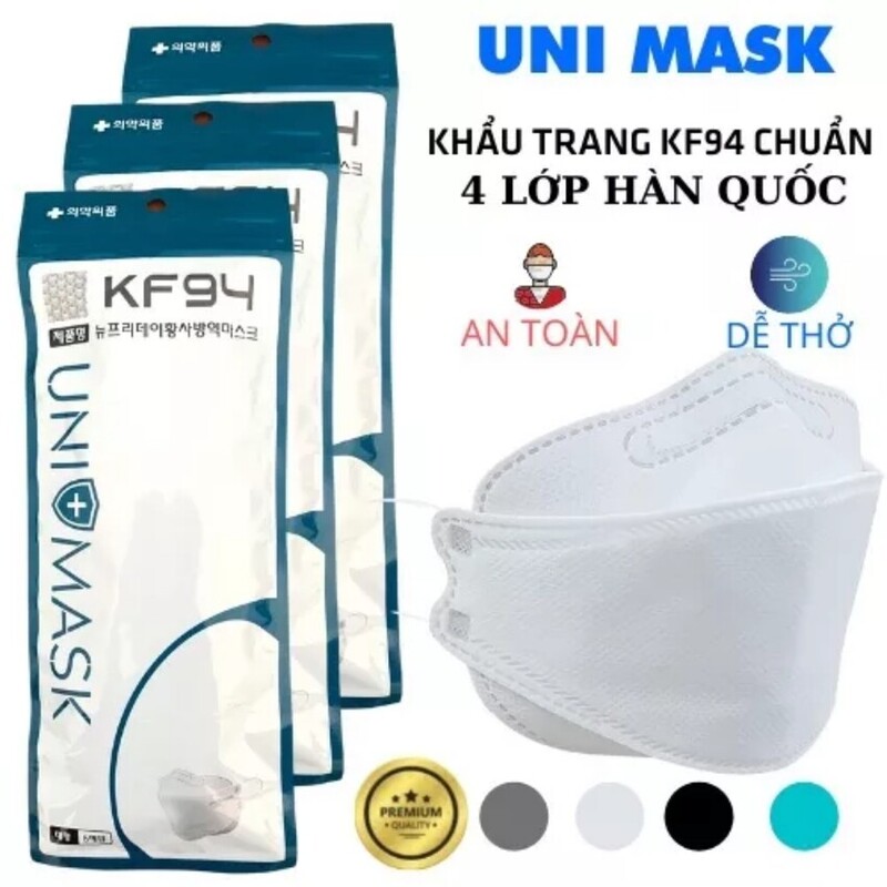Combo 50c khẩu trang 4d kf94 chính hãng unimask