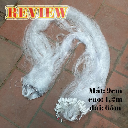 Lưới đánh cá ba màn chuyên đánh cá ao, hồ, sông, suối mắt lưới 9cm dài 65m cao 1m2