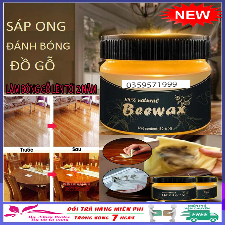 [ĐỘ BÓNG LÊN TỚI 3 NĂM] Dụng cụ đánh bóng Beewax - Sáp ong nội thất cao cấp được chiết xuất từ sáp ong tự nhiên giúp làm sạch bụi bẩn trên các loại đồ nội thất làm bằng gỗ loại bỏ được bụi bẩn tích tụ nhiều năm