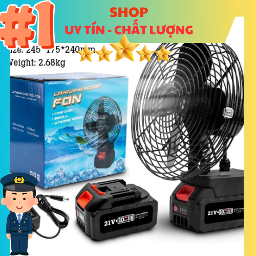 Quạt sạc tích điện pin 10 cell 48V Lớn ( NPD )