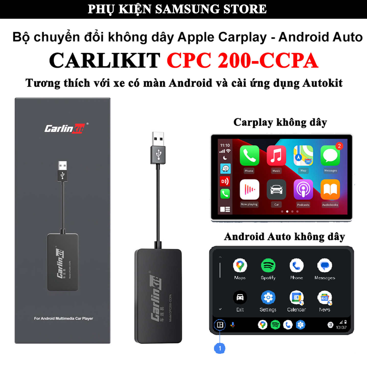 [CARLINKIT] Carlinkit CPC200-CCPA 2022 kích hoạt Apple Carplay và Android Auto cho màn hình Android