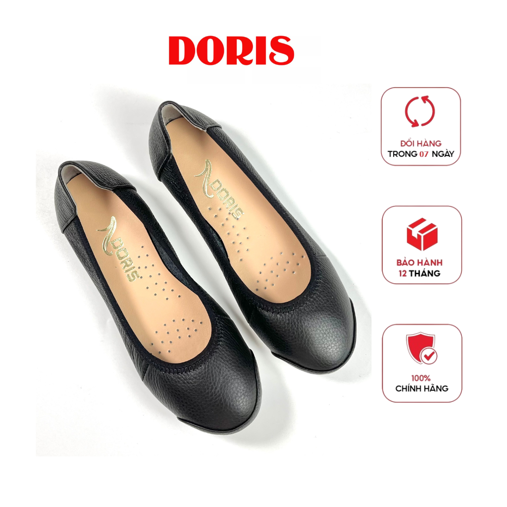 Giày búp bê da thật đế bệt đắp mũi doris dr015- có bảo hành-size chuẩn - có size 40.