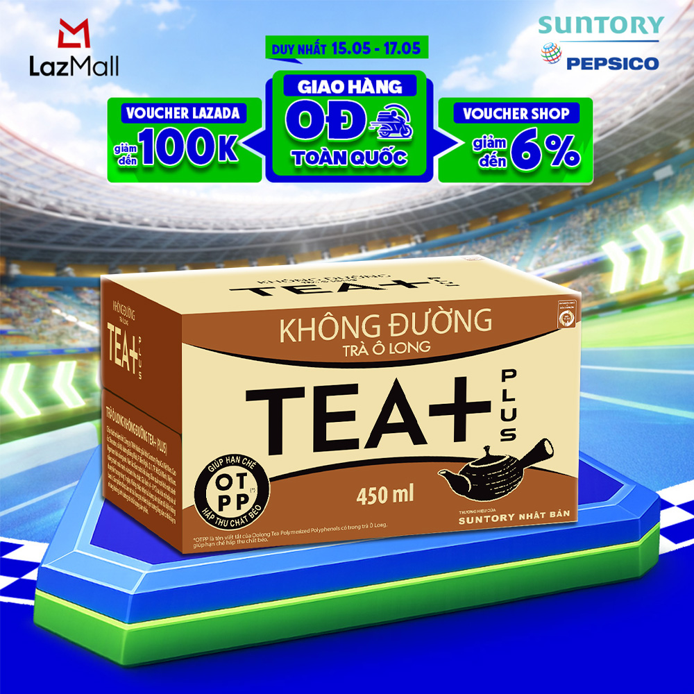 Thùng 24 Chai Trà Ô long Tea+ Không Đường (450ml/chai)