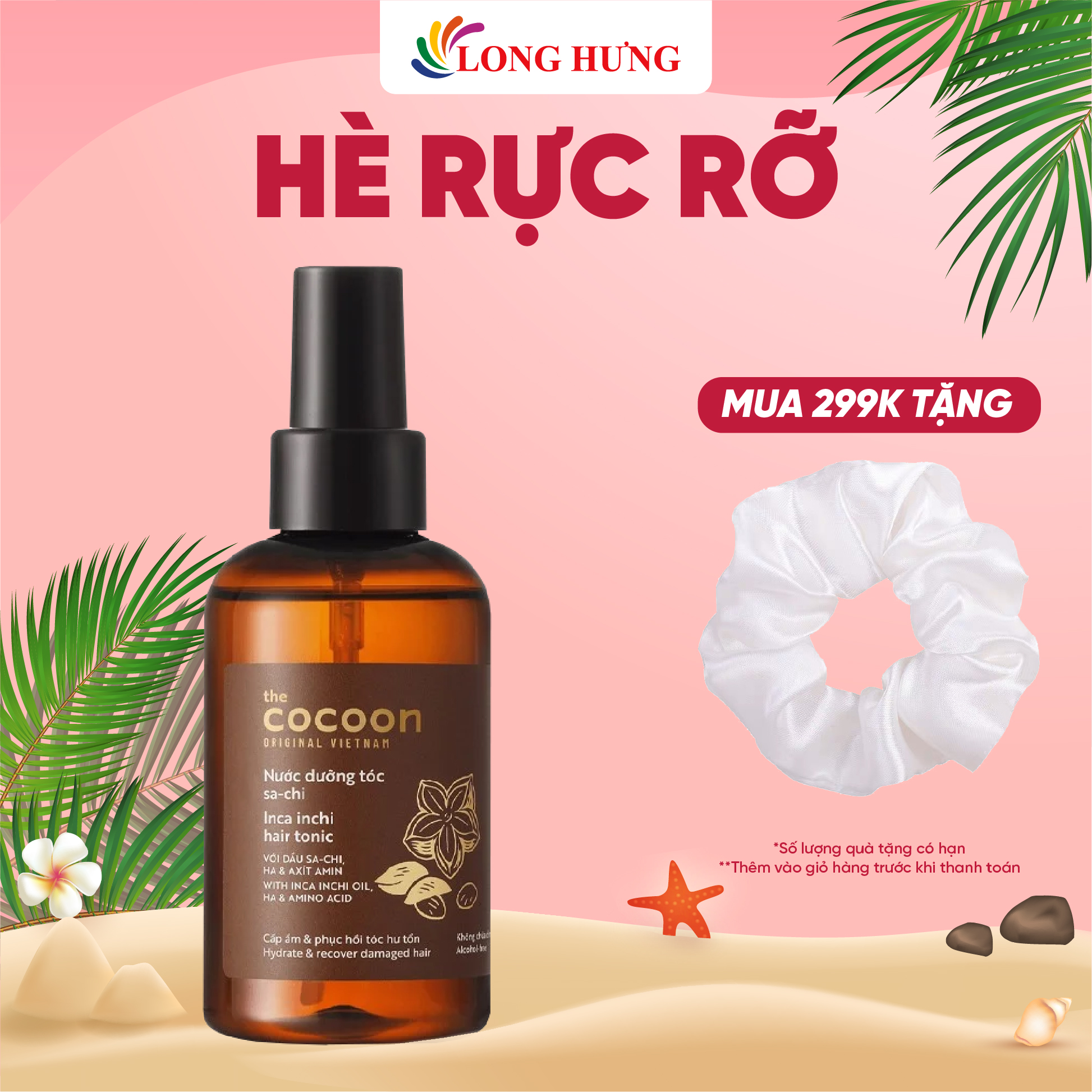 Nước dưỡng tóc Sa-chi Cocoon giúp cấp ẩm và phục hồi tóc hư tổn