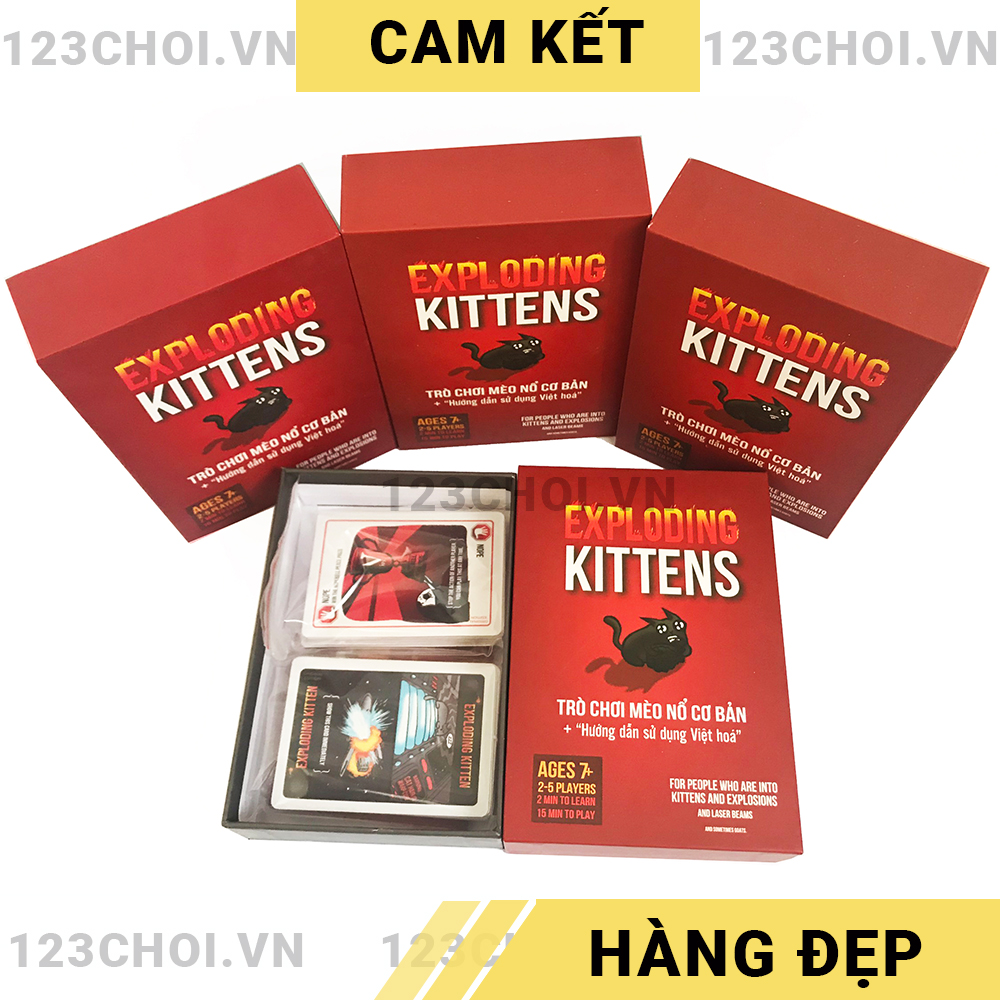 Bộ đồ chơi thẻ bài Mèo nổ Việt hóa Exploding Kittens cơ bản - Board game chơi tập thể hay nhất, hấp dẫn nhất