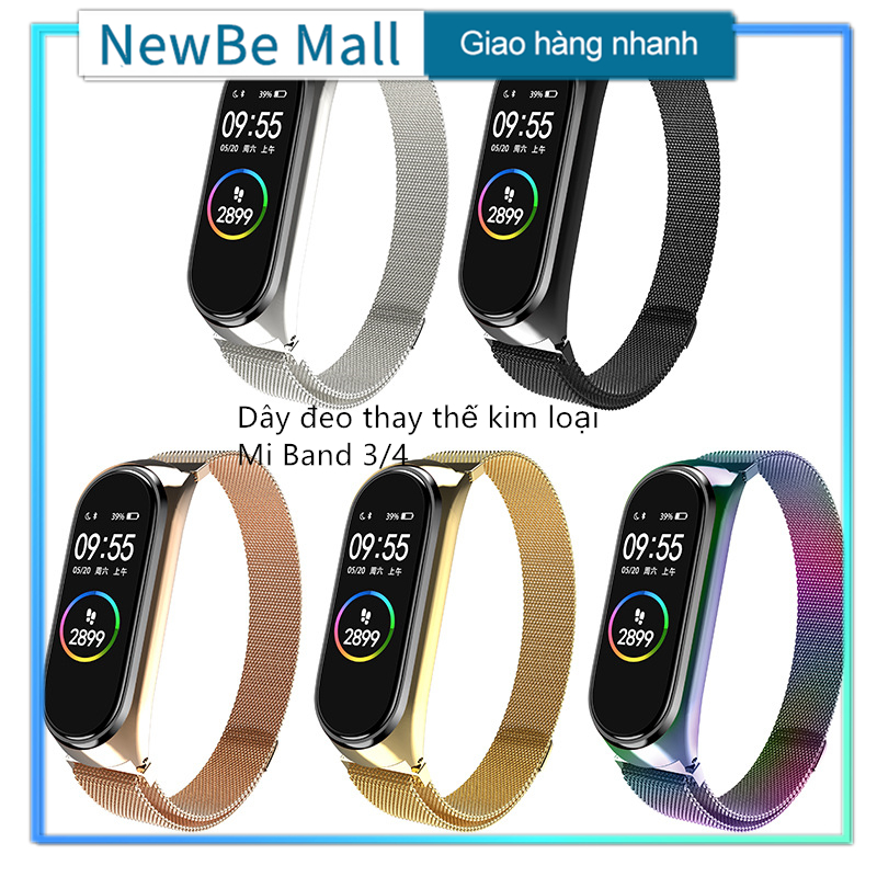 Dây đeo bằng kim loại kiểu dáng thời trang cho vòng tay thông minh Xiaomi Mi Band 3/4 - Dây đeo kim loại thay thế cho Mi Band 3 4