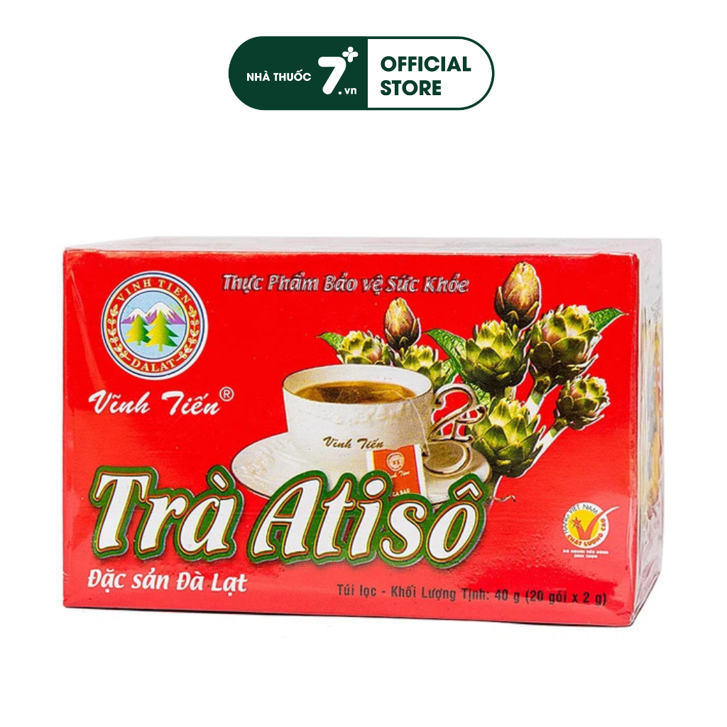 Trà túi lọc giúp dễ ngủ mát gan lợi tiểu Trà Atiso Vĩnh Tiến hộp 20 gói