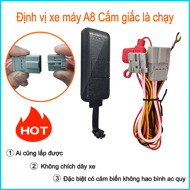 Định vị xe máy A8 tắt máy từ xa cắm Jack dành riêng cho xe SH mode