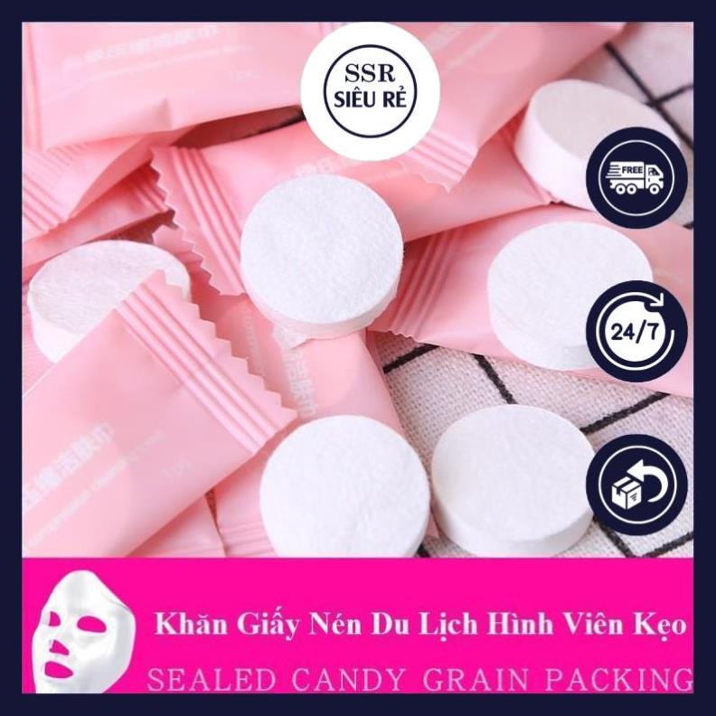 Combo 5 viên khăn giấy nén du lịch hình viên kẹo
