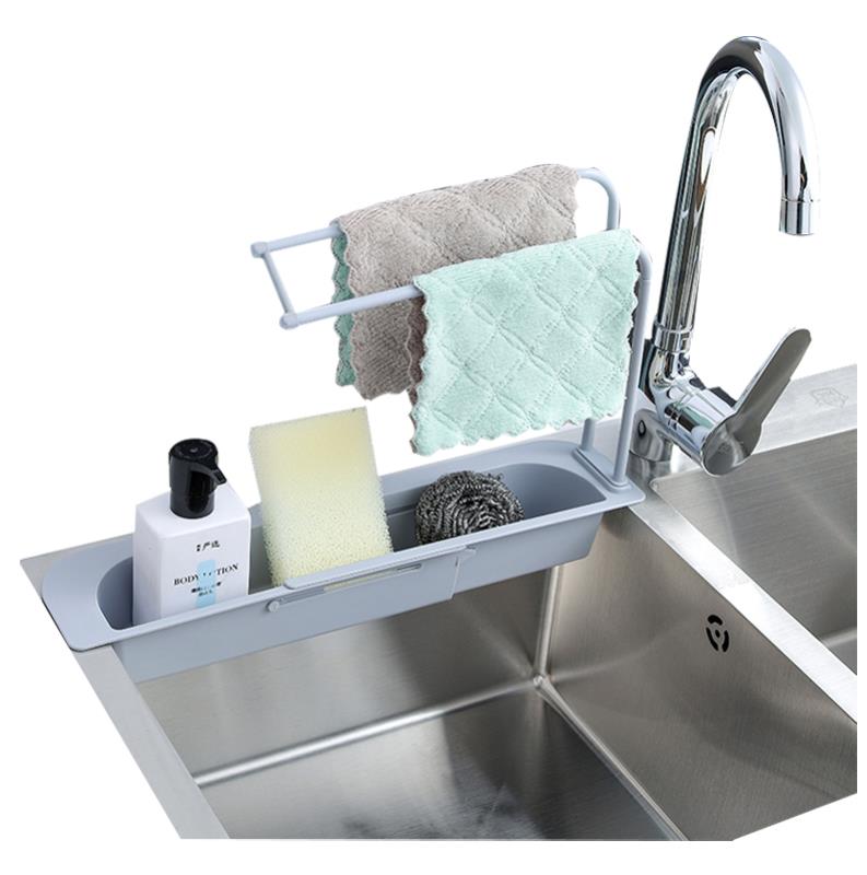 Khay Kệ Gác Bồn Kéo Dài Để Đồ Rửa Chén Bát Kèm Giá Treo Khăn  Tiện Ích