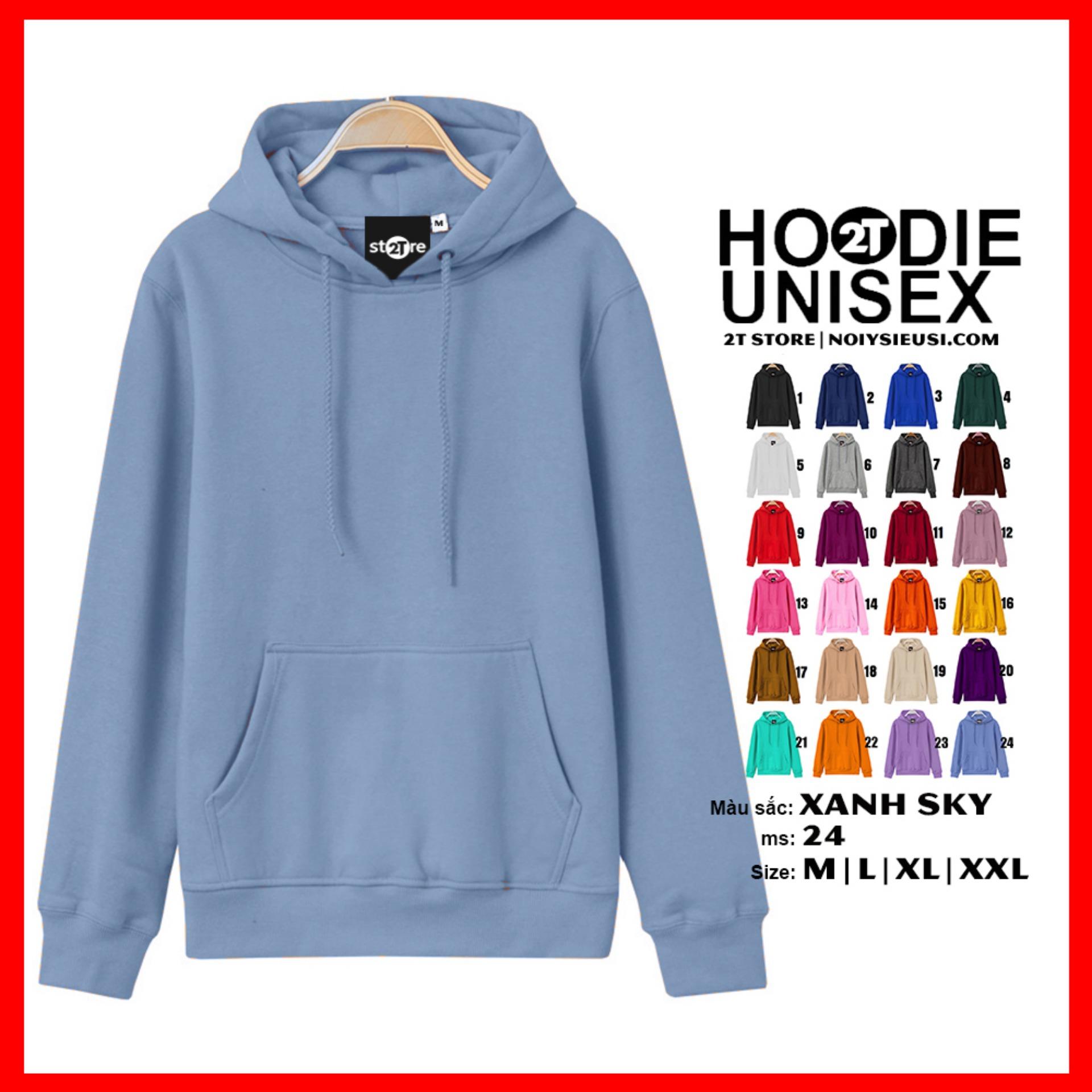 [4.4 HOÀN TIỀN 15%][HCM]ÁO KHOÁC NỈ HOODIE TRƠN NÓN 2 LỚP DÀY DẶN UNISEX 2T STORE - XANH DA TRỜI