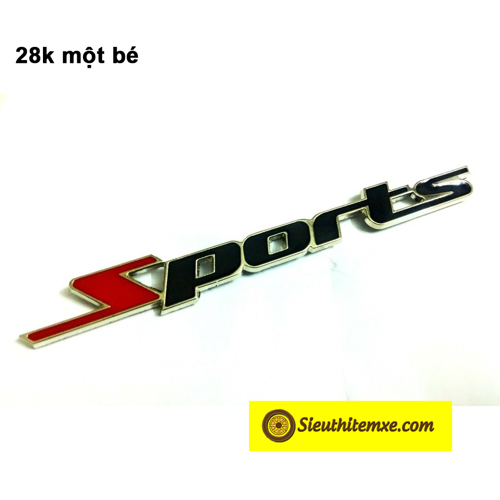 Tem chữ nổi logo sport trang trí xe máy ôtô