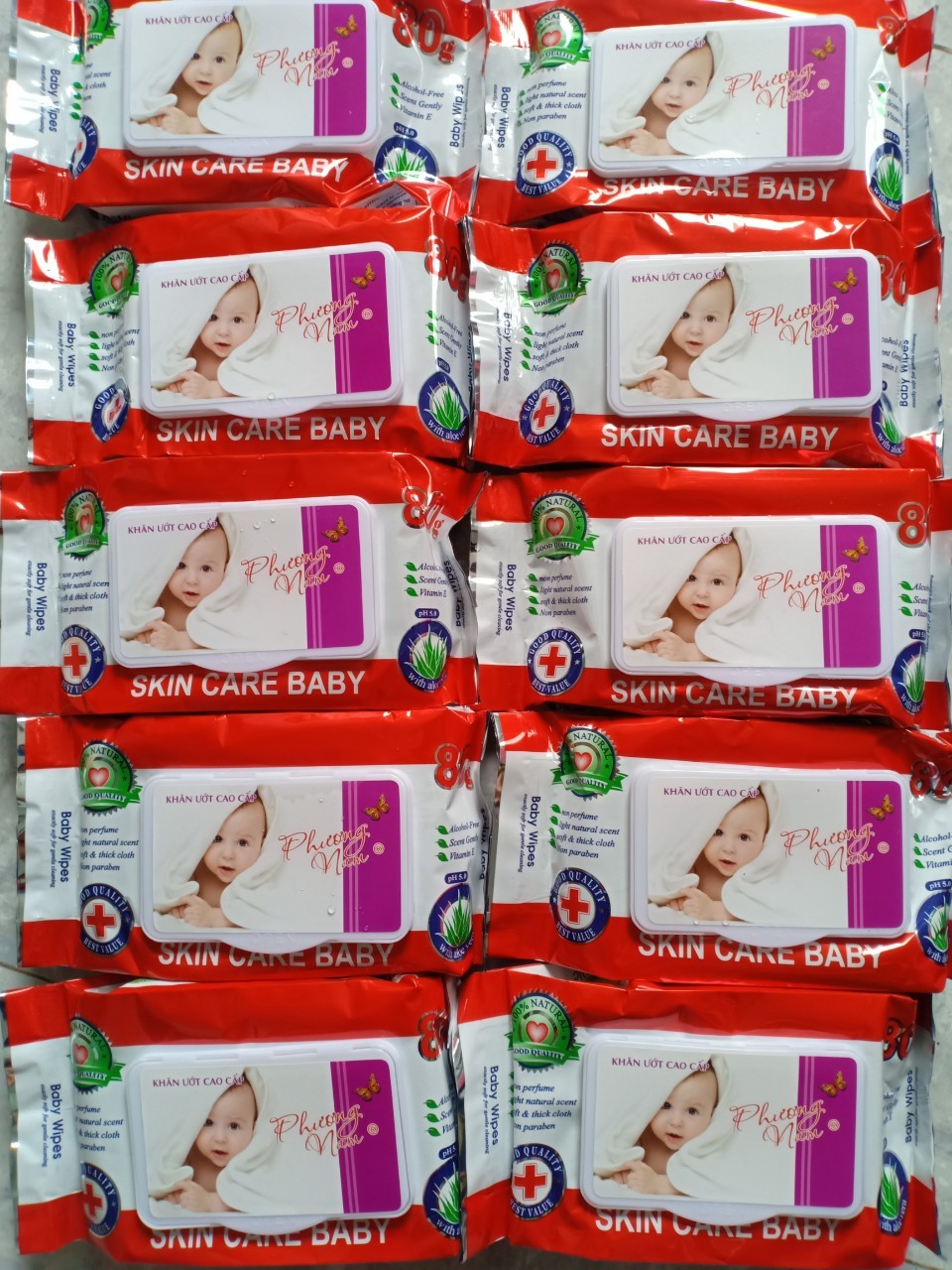 Combo 10 hộp khăn ướt baby winper phương nam, hộp 80gr.