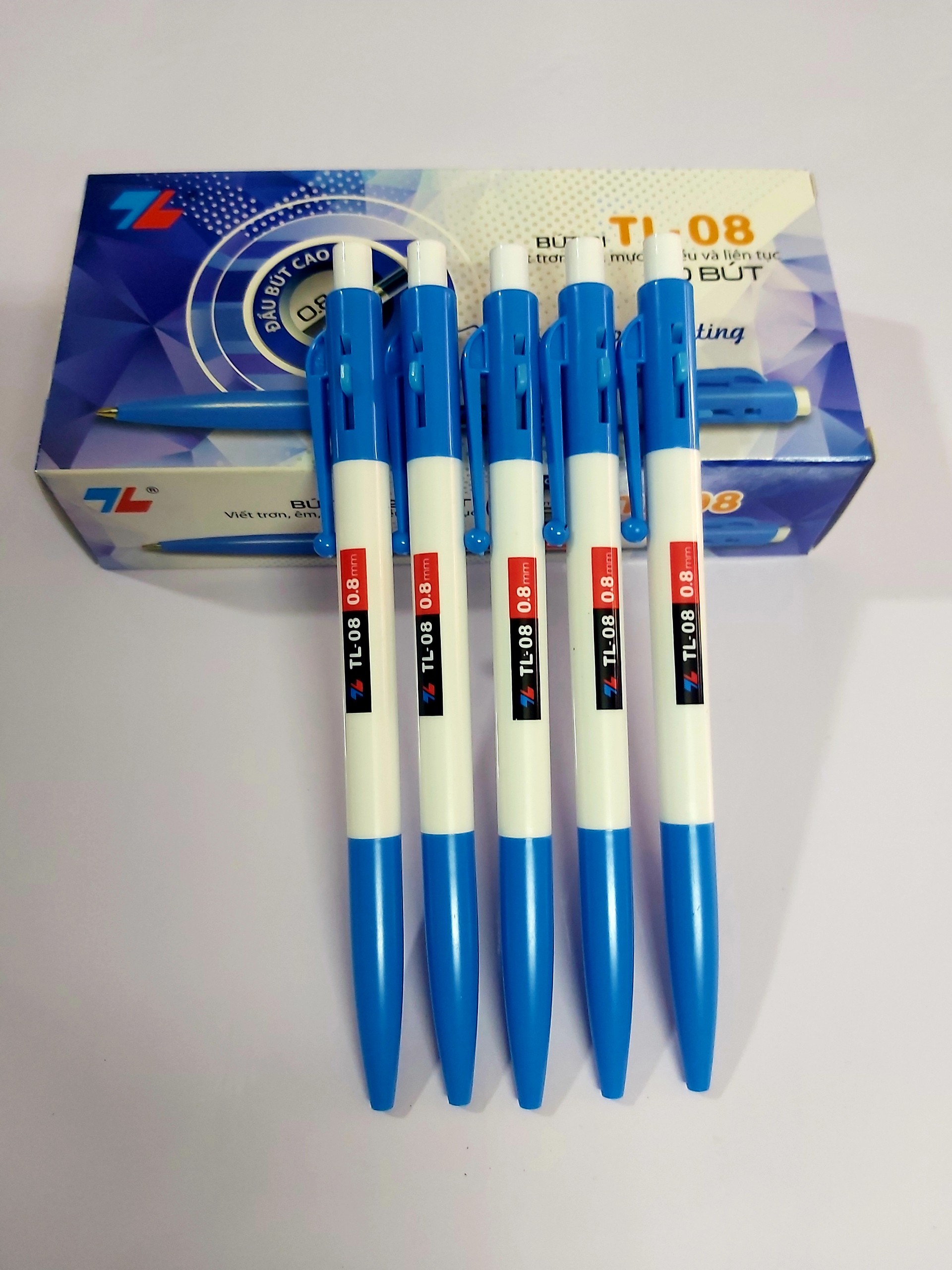 Hộp 20 Cây Bút bi Thiên Long TL-08 nét 0.8mm Viết Trơn Êm ra mực đều - Học Sinh - Văn Phòng