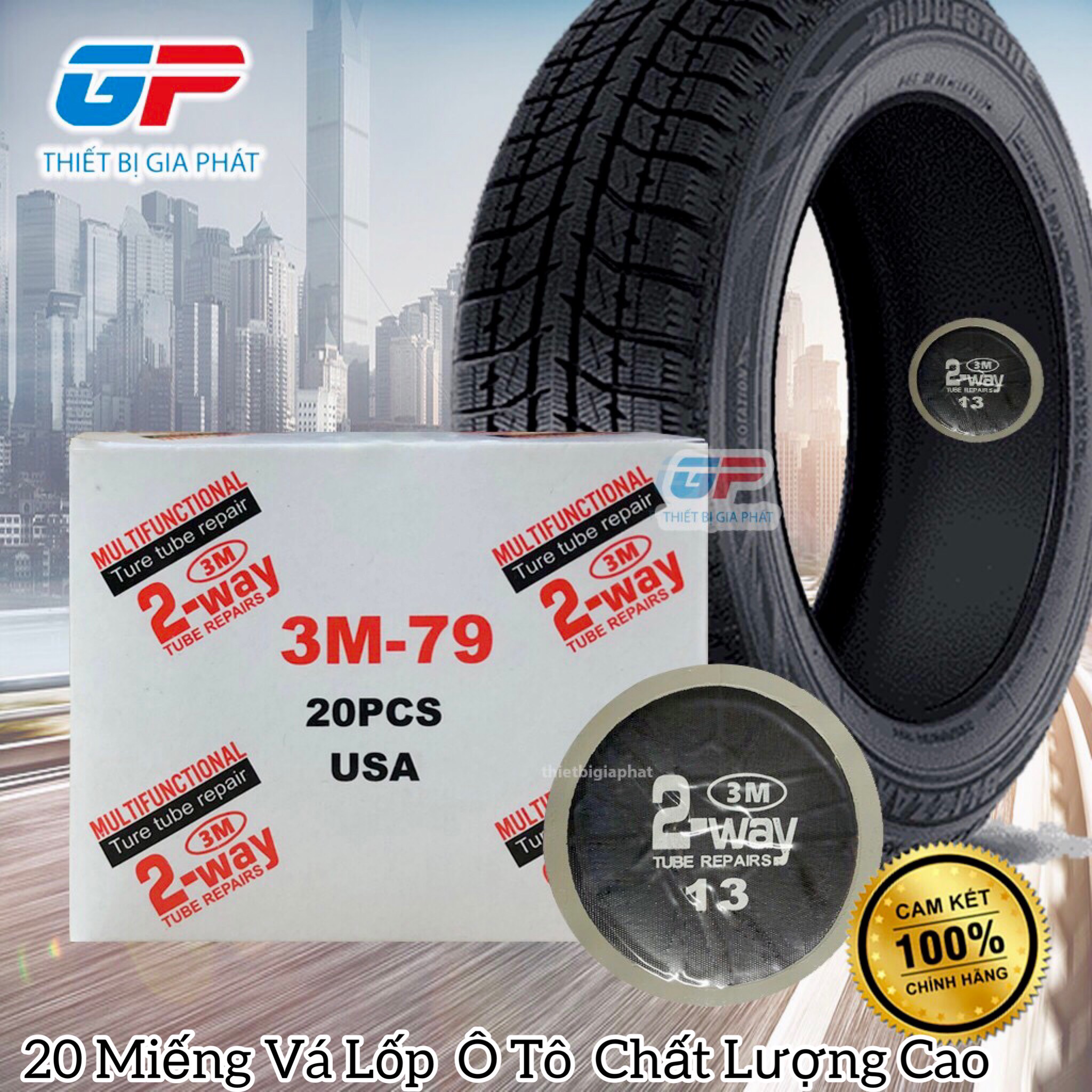 Hộp 20 Miếng Vá Lốp Ô tô 3.M Của Mỹ- Miếng Vá Xe Ô Tô Kích Thước 79mm ( Miếng Vá 13) Chuyên Dụng Cho Vá Lốp Ô Tô Cực Bền Bỉ Chịu Nhiệt Chịu Nước Cực  Kỳ Hiệu Quả